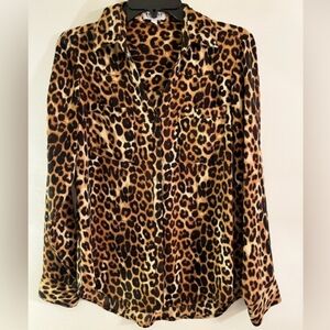 EXPRESS Leopard Print Button-Front Shirt